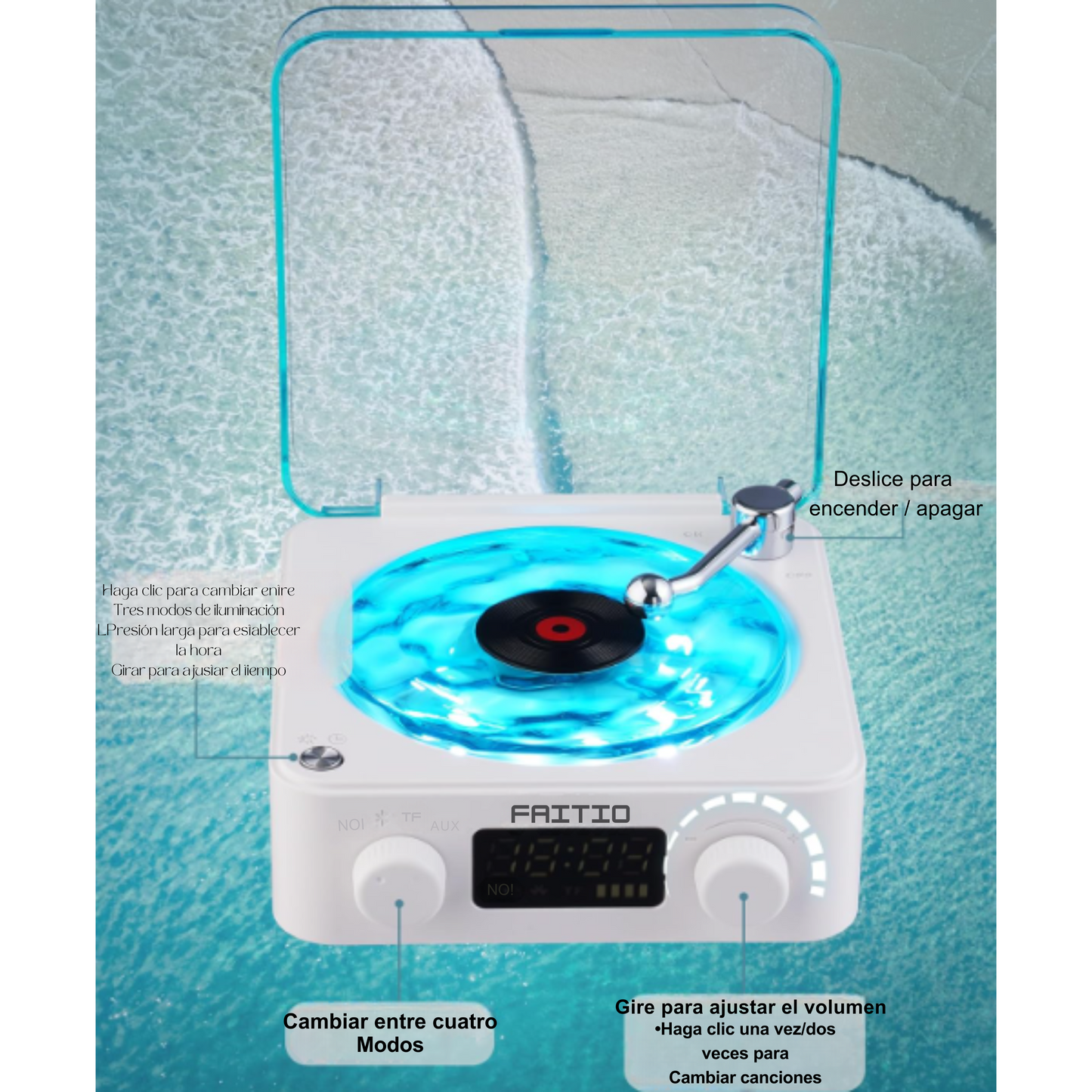 Mini tocadiscos con luz ambiental